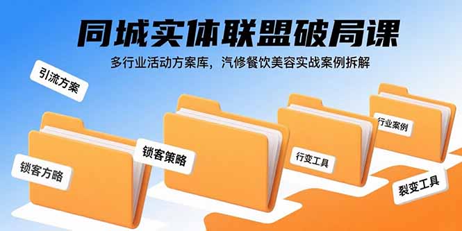 （15833期）同城实体联盟破局课，多行业活动方案库，汽修餐饮美容实战案例拆解瀚萌资源网-网赚网-网赚项目网-虚拟资源网-国学资源网-易学资源网-本站有全网最新网赚项目-易学课程资源-中医课程资源的在线下载网站！瀚萌资源网