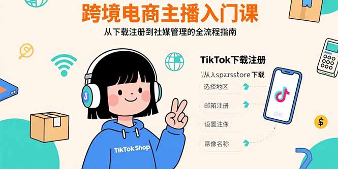 （15708期）跨境电商主播入门课，TikTok下载注册，支付工具配置，社媒账号管理全流程瀚萌资源网-网赚网-网赚项目网-虚拟资源网-国学资源网-易学资源网-本站有全网最新网赚项目-易学课程资源-中医课程资源的在线下载网站！瀚萌资源网