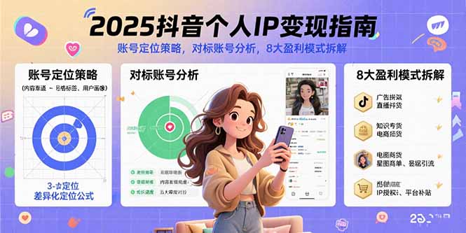 （15711期）2025抖音个人IP变现指南，账号定位策略，对标账号分析，8大盈利模式拆解瀚萌资源网-网赚网-网赚项目网-虚拟资源网-国学资源网-易学资源网-本站有全网最新网赚项目-易学课程资源-中医课程资源的在线下载网站！瀚萌资源网