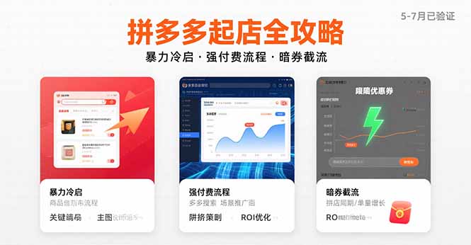 （15670期）拼多多起店全攻略，暴力冷启，强付费流程，暗券截流，5-7月已验证的方法瀚萌资源网-网赚网-网赚项目网-虚拟资源网-国学资源网-易学资源网-本站有全网最新网赚项目-易学课程资源-中医课程资源的在线下载网站！瀚萌资源网