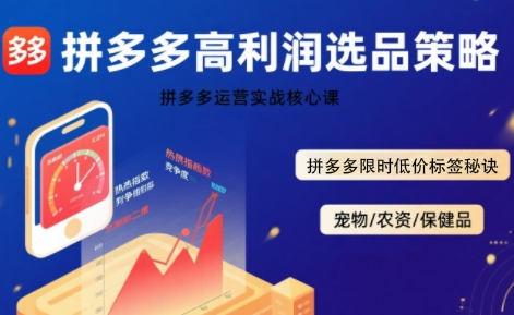 拼多多选品暴利技术实战课，拼多多高利润选品策略，拼多多限时低价标签秘诀瀚萌资源网-网赚网-网赚项目网-虚拟资源网-国学资源网-易学资源网-本站有全网最新网赚项目-易学课程资源-中医课程资源的在线下载网站！瀚萌资源网