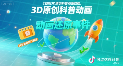 自制3D原创科普动画教程,动画还原事件,抖音最新热门赛道,可过伙伴计划瀚萌资源网-网赚网-网赚项目网-虚拟资源网-国学资源网-易学资源网-本站有全网最新网赚项目-易学课程资源-中医课程资源的在线下载网站!瀚萌资源网