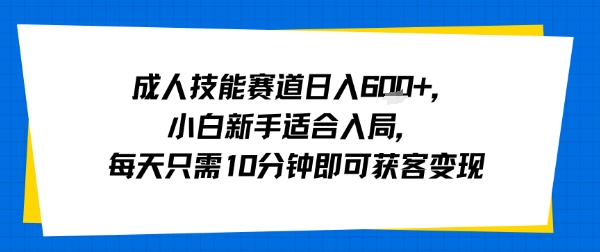 成人技能赛道日入多张，小白新手适合入局，每天只需10分钟即可获客变现瀚萌资源网-网赚网-网赚项目网-虚拟资源网-国学资源网-易学资源网-本站有全网最新网赚项目-易学课程资源-中医课程资源的在线下载网站！瀚萌资源网