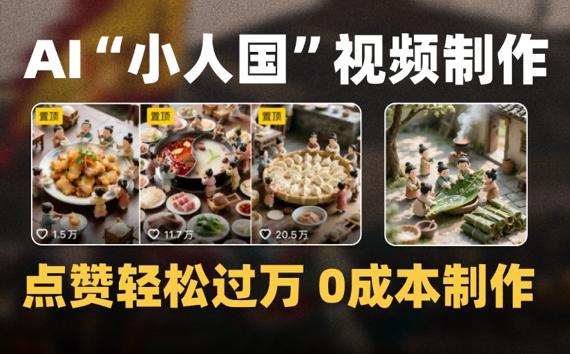 爆款1000W+微缩景观迷你小人国AI视频，0成本制作全流程教学瀚萌资源网-网赚网-网赚项目网-虚拟资源网-国学资源网-易学资源网-本站有全网最新网赚项目-易学课程资源-中医课程资源的在线下载网站！瀚萌资源网