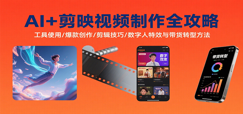 AI+剪映视频制作全攻略：工具使用/爆款创作/剪辑技巧/数字人特效与带货转型方法瀚萌资源网-网赚网-网赚项目网-虚拟资源网-国学资源网-易学资源网-本站有全网最新网赚项目-易学课程资源-中医课程资源的在线下载网站！瀚萌资源网