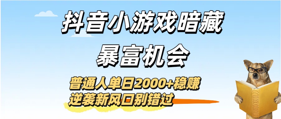 抖音小游戏暗藏暴富机会！普通人单日2000+稳赚，逆袭新风口别错过瀚萌资源网-网赚网-网赚项目网-虚拟资源网-国学资源网-易学资源网-本站有全网最新网赚项目-易学课程资源-中医课程资源的在线下载网站！瀚萌资源网