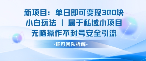 新项目单日即可变现3张的小白玩法无脑操作不封号安全引流瀚萌资源网-网赚网-网赚项目网-虚拟资源网-国学资源网-易学资源网-本站有全网最新网赚项目-易学课程资源-中医课程资源的在线下载网站！瀚萌资源网