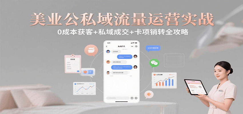 美业公私域流量运营实战：0成本获客+私域成交+卡项销转全攻略瀚萌资源网-网赚网-网赚项目网-虚拟资源网-国学资源网-易学资源网-本站有全网最新网赚项目-易学课程资源-中医课程资源的在线下载网站！瀚萌资源网