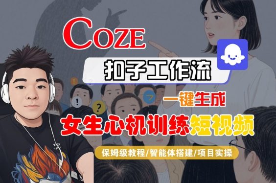 COZE扣子工作流一键生成女生心机训练短视频，保姆级教程-智能体搭建-项目实操瀚萌资源网-网赚网-网赚项目网-虚拟资源网-国学资源网-易学资源网-本站有全网最新网赚项目-易学课程资源-中医课程资源的在线下载网站！瀚萌资源网