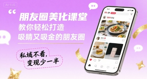 朋友圈美化课堂，教你轻松打造，吸睛又吸金的朋友圈，私域不看，变现少一半瀚萌资源网-网赚网-网赚项目网-虚拟资源网-国学资源网-易学资源网-本站有全网最新网赚项目-易学课程资源-中医课程资源的在线下载网站！瀚萌资源网