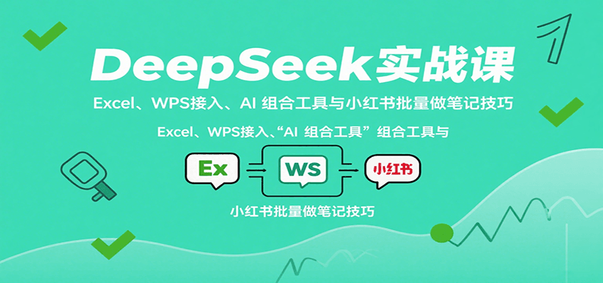 DeepSeek实战课：Excel、WPS接入、AI 组合工具与小红书批量做笔记技巧瀚萌资源网-网赚网-网赚项目网-虚拟资源网-国学资源网-易学资源网-本站有全网最新网赚项目-易学课程资源-中医课程资源的在线下载网站！瀚萌资源网