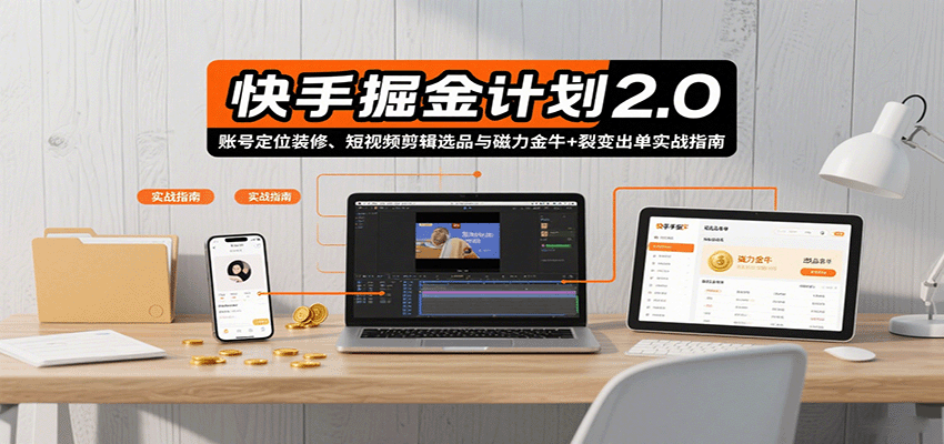 快手掘金计划2.0，账号定位装修、短视频剪辑选品与磁力金牛+裂变出单实战指南瀚萌资源网-网赚网-网赚项目网-虚拟资源网-国学资源网-易学资源网-本站有全网最新网赚项目-易学课程资源-中医课程资源的在线下载网站！瀚萌资源网