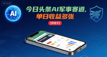 今日头条AI军事赛道，单日收益多张 ，手机可做【附指令】瀚萌资源网-网赚网-网赚项目网-虚拟资源网-国学资源网-易学资源网-本站有全网最新网赚项目-易学课程资源-中医课程资源的在线下载网站！瀚萌资源网