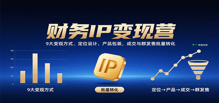 财务IP变现营：9大变现方式、定位设计、产品包装，成交与群发售批量转化瀚萌资源网-网赚网-网赚项目网-虚拟资源网-国学资源网-易学资源网-本站有全网最新网赚项目-易学课程资源-中医课程资源的在线下载网站！瀚萌资源网