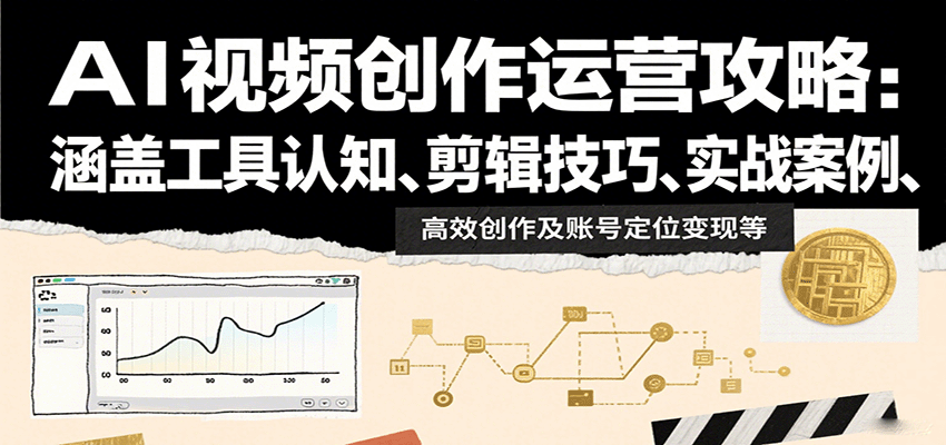 AI视频创作运营攻略：涵盖工具认知、剪辑技巧、实战案例、高效创作及账号定位变现等瀚萌资源网-网赚网-网赚项目网-虚拟资源网-国学资源网-易学资源网-本站有全网最新网赚项目-易学课程资源-中医课程资源的在线下载网站！瀚萌资源网