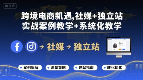 跨境电商新机遇，社媒+独立站，实战案例教学+系统化教学瀚萌资源网-网赚网-网赚项目网-虚拟资源网-国学资源网-易学资源网-本站有全网最新网赚项目-易学课程资源-中医课程资源的在线下载网站！瀚萌资源网