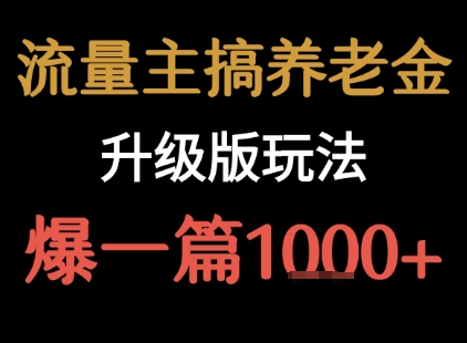 流量主之养老金升级版玩法  爆一篇收益1k+瀚萌资源网-网赚网-网赚项目网-虚拟资源网-国学资源网-易学资源网-本站有全网最新网赚项目-易学课程资源-中医课程资源的在线下载网站！瀚萌资源网