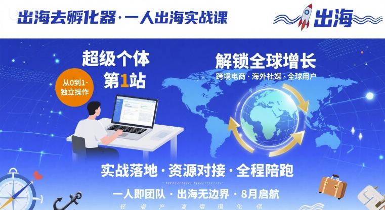 出海去孵化器，一人出海实战课，​超级个体第1站，解锁全球增长瀚萌资源网-网赚网-网赚项目网-虚拟资源网-国学资源网-易学资源网-本站有全网最新网赚项目-易学课程资源-中医课程资源的在线下载网站！瀚萌资源网