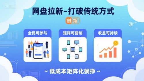 网盘拉新-打破传统方式，低成本矩阵化躺挣，全民可参与、矩阵可复制、收益可持续【揭秘】瀚萌资源网-网赚网-网赚项目网-虚拟资源网-国学资源网-易学资源网-本站有全网最新网赚项目-易学课程资源-中医课程资源的在线下载网站！瀚萌资源网