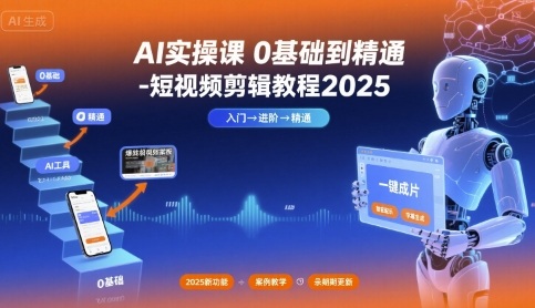 AI实操课0基础到精通-短视频剪辑教程2025瀚萌资源网-网赚网-网赚项目网-虚拟资源网-国学资源网-易学资源网-本站有全网最新网赚项目-易学课程资源-中医课程资源的在线下载网站！瀚萌资源网