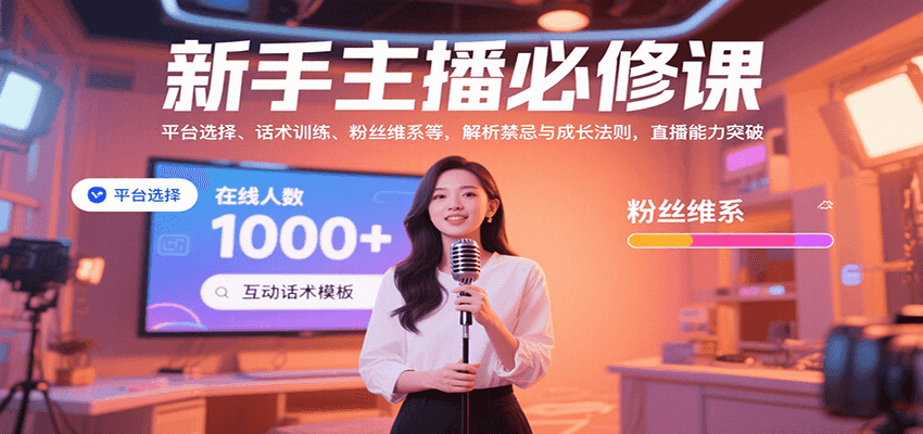 新手主播必修课：平台选择、话术训练、粉丝维系等，解析禁忌与成长法则，突破直播能力瀚萌资源网-网赚网-网赚项目网-虚拟资源网-国学资源网-易学资源网-本站有全网最新网赚项目-易学课程资源-中医课程资源的在线下载网站！瀚萌资源网