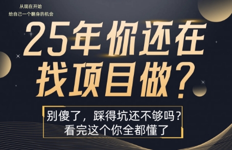 25年，你还在疯狂的找项目吗？别傻了，看完这个你都懂了【揭秘】瀚萌资源网-网赚网-网赚项目网-虚拟资源网-国学资源网-易学资源网-本站有全网最新网赚项目-易学课程资源-中医课程资源的在线下载网站！瀚萌资源网