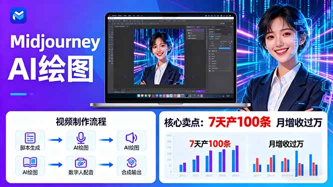 （16049期）AI绘图照片开口说话视频制作：Midjourney+数字人，7天产100条月增收过万瀚萌资源网-网赚网-网赚项目网-虚拟资源网-国学资源网-易学资源网-本站有全网最新网赚项目-易学课程资源-中医课程资源的在线下载网站！瀚萌资源网