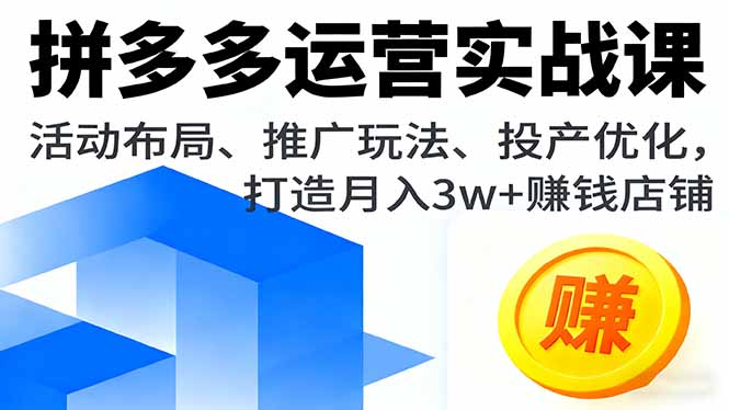 （16135期）拼多多运营实战课，活动布局、推广玩法、投产优化，打造月入3w+赚钱店铺瀚萌资源网-网赚网-网赚项目网-虚拟资源网-国学资源网-易学资源网-本站有全网最新网赚项目-易学课程资源-中医课程资源的在线下载网站！瀚萌资源网