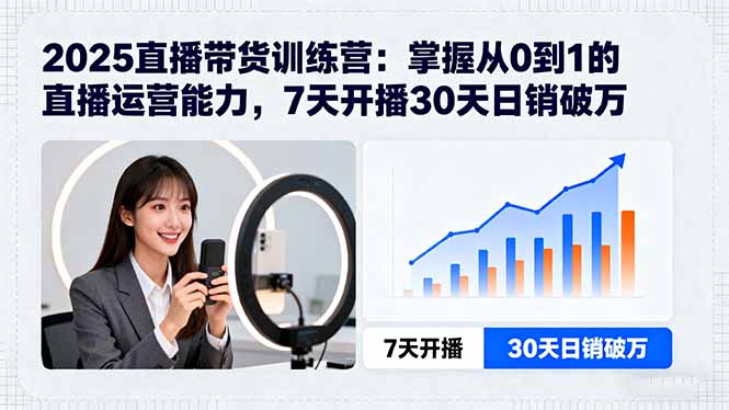 （15989期）2025直播带货训练营：掌握从0到1的直播运营能力，7天开播30天日销破万瀚萌资源网-网赚网-网赚项目网-虚拟资源网-国学资源网-易学资源网-本站有全网最新网赚项目-易学课程资源-中医课程资源的在线下载网站！瀚萌资源网