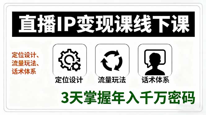 （16065期）直播IP变现课线下课，定位设计、流量玩法、话术体系，3天掌握年入千万密码瀚萌资源网-网赚网-网赚项目网-虚拟资源网-国学资源网-易学资源网-本站有全网最新网赚项目-易学课程资源-中医课程资源的在线下载网站！瀚萌资源网