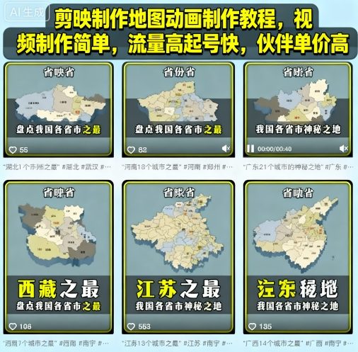 剪映制作地图动画制作教程,视频制作简单,流量高起号快,伙伴单价高瀚萌资源网-网赚网-网赚项目网-虚拟资源网-国学资源网-易学资源网-本站有全网最新网赚项目-易学课程资源-中医课程资源的在线下载网站!瀚萌资源网