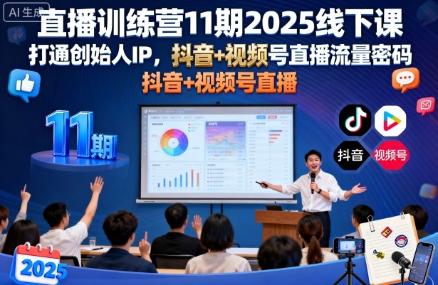 直播训练营11期2025线下课，打通创始人IP，抖音+视频号直播流量密码，教你做出高流量高变现的直播间瀚萌资源网-网赚网-网赚项目网-虚拟资源网-国学资源网-易学资源网-本站有全网最新网赚项目-易学课程资源-中医课程资源的在线下载网站！瀚萌资源网