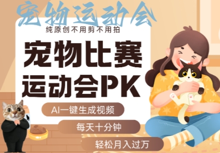 AI一键生成宠物比赛运动会PK视频，纯原创不用剪不用拍，每天十分钟，轻松月入过1W+瀚萌资源网-网赚网-网赚项目网-虚拟资源网-国学资源网-易学资源网-本站有全网最新网赚项目-易学课程资源-中医课程资源的在线下载网站！瀚萌资源网