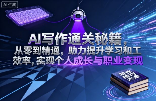 AI写作通关秘籍，从零到精通，助力提升学习和工作效率，实现个人成长与职业变现瀚萌资源网-网赚网-网赚项目网-虚拟资源网-国学资源网-易学资源网-本站有全网最新网赚项目-易学课程资源-中医课程资源的在线下载网站！瀚萌资源网