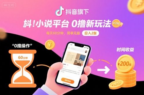 抖音旗下小说平台0撸新玩法,每天挂G60分钟,简单无脑,日入2张【揭秘】瀚萌资源网-网赚网-网赚项目网-虚拟资源网-国学资源网-易学资源网-本站有全网最新网赚项目-易学课程资源-中医课程资源的在线下载网站!瀚萌资源网