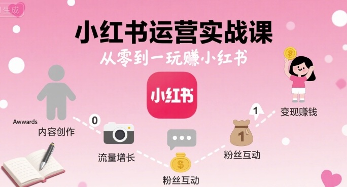 小红书运营实战课，从零到一玩賺小红书瀚萌资源网-网赚网-网赚项目网-虚拟资源网-国学资源网-易学资源网-本站有全网最新网赚项目-易学课程资源-中医课程资源的在线下载网站！瀚萌资源网