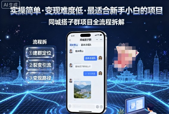 实操简单，变现难度低，最适合新手小白做的项目，每天轻松收入3张，同城搭子群项目全流程拆解瀚萌资源网-网赚网-网赚项目网-虚拟资源网-国学资源网-易学资源网-本站有全网最新网赚项目-易学课程资源-中医课程资源的在线下载网站！瀚萌资源网