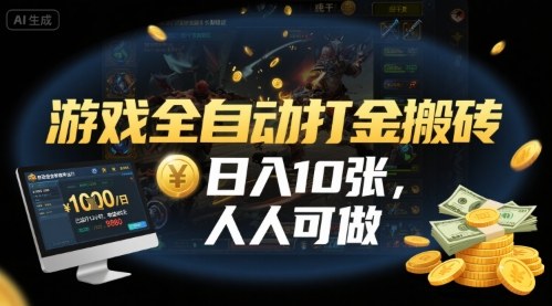 游戏全自动打金搬砖，日入10张，人人可做，纯干货，长期稳定收益项目【揭秘】瀚萌资源网-网赚网-网赚项目网-虚拟资源网-国学资源网-易学资源网-本站有全网最新网赚项目-易学课程资源-中医课程资源的在线下载网站！瀚萌资源网