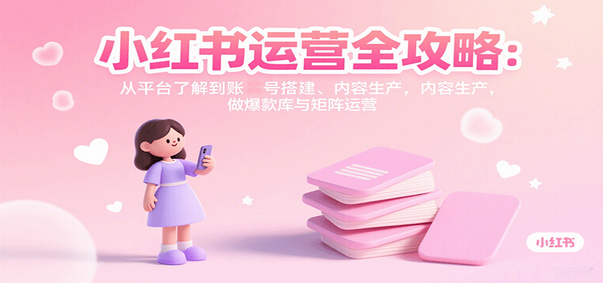 小红书运营全攻略：从平台了解到账号搭建、内容生产，做爆款库与矩阵运营瀚萌资源网-网赚网-网赚项目网-虚拟资源网-国学资源网-易学资源网-本站有全网最新网赚项目-易学课程资源-中医课程资源的在线下载网站！瀚萌资源网