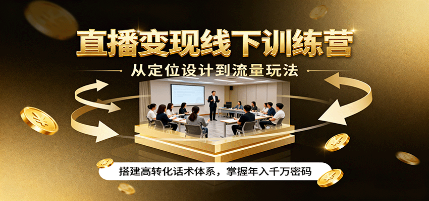 直播变现线下训练营，从定位设计到流量玩法，搭建高转化话术体系，掌握年入千万密码瀚萌资源网-网赚网-网赚项目网-虚拟资源网-国学资源网-易学资源网-本站有全网最新网赚项目-易学课程资源-中医课程资源的在线下载网站！瀚萌资源网