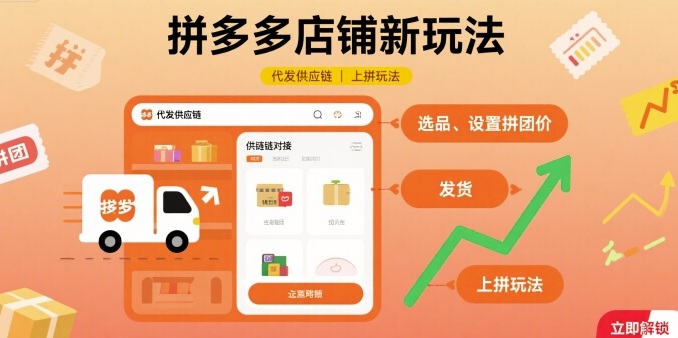 拼多多店铺新玩法，代发供应链上拼玩法瀚萌资源网-网赚网-网赚项目网-虚拟资源网-国学资源网-易学资源网-本站有全网最新网赚项目-易学课程资源-中医课程资源的在线下载网站！瀚萌资源网