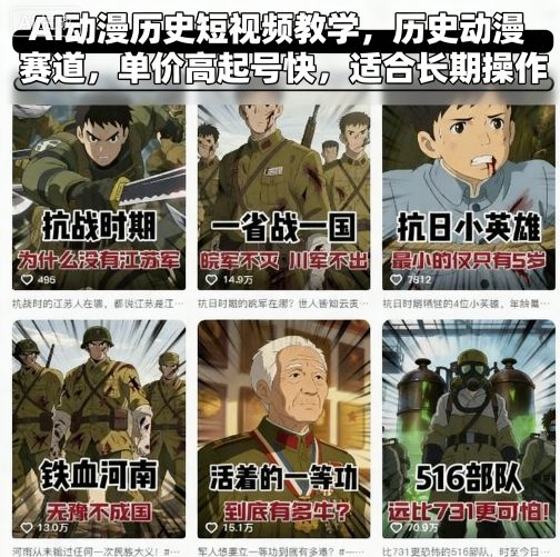AI动漫历史短视频教学，历史动漫赛道，单价高起号快，适合长期操作瀚萌资源网-网赚网-网赚项目网-虚拟资源网-国学资源网-易学资源网-本站有全网最新网赚项目-易学课程资源-中医课程资源的在线下载网站！瀚萌资源网