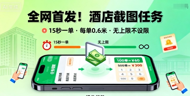 全网首发！酒店截图任务，15秒一单，每单0.6米，任务无上限不设限，矩阵操作单日3张到手【揭秘】瀚萌资源网-网赚网-网赚项目网-虚拟资源网-国学资源网-易学资源网-本站有全网最新网赚项目-易学课程资源-中医课程资源的在线下载网站！瀚萌资源网