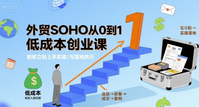 外贸SOHO从0到1低成本创业课，能够立刻上手实操与落地执行瀚萌资源网-网赚网-网赚项目网-虚拟资源网-国学资源网-易学资源网-本站有全网最新网赚项目-易学课程资源-中医课程资源的在线下载网站！瀚萌资源网
