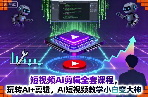短视频Ai剪辑全套课程，玩转AI+剪辑，AI短视频教学小白变大神瀚萌资源网-网赚网-网赚项目网-虚拟资源网-国学资源网-易学资源网-本站有全网最新网赚项目-易学课程资源-中医课程资源的在线下载网站！瀚萌资源网