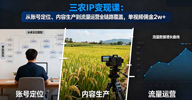 （16229期）三农IP变现课：从账号定位、内容生产到流量运营全链路覆盖，单视频佣金2w+瀚萌资源网-网赚网-网赚项目网-虚拟资源网-国学资源网-易学资源网-本站有全网最新网赚项目-易学课程资源-中医课程资源的在线下载网站！瀚萌资源网