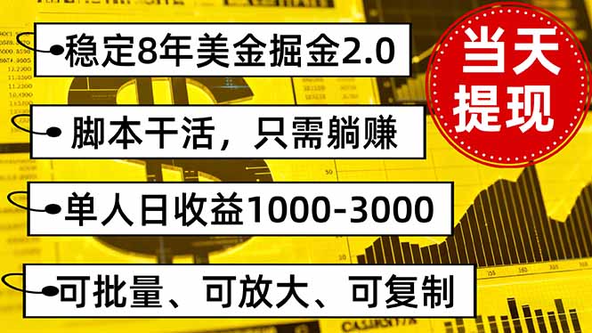（16163期）稳定8年美金掘金2.0脚本干活，只需躺赚。单人日收益1000-3000可批量、...瀚萌资源网-网赚网-网赚项目网-虚拟资源网-国学资源网-易学资源网-本站有全网最新网赚项目-易学课程资源-中医课程资源的在线下载网站！瀚萌资源网