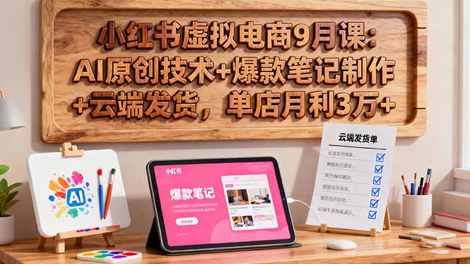 （16287期）小红书虚拟电商9月课：AI原创技术+爆款笔记制作+云端发货，单店月利3万+瀚萌资源网-网赚网-网赚项目网-虚拟资源网-国学资源网-易学资源网-本站有全网最新网赚项目-易学课程资源-中医课程资源的在线下载网站！瀚萌资源网
