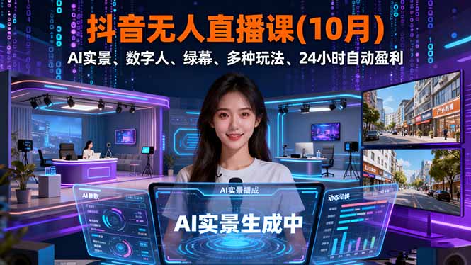 （16355期）抖音无人直播课(10月)，AI实景、数字人、绿幕、多种玩法、24小时自动盈利瀚萌资源网-网赚网-网赚项目网-虚拟资源网-国学资源网-易学资源网-本站有全网最新网赚项目-易学课程资源-中医课程资源的在线下载网站！瀚萌资源网