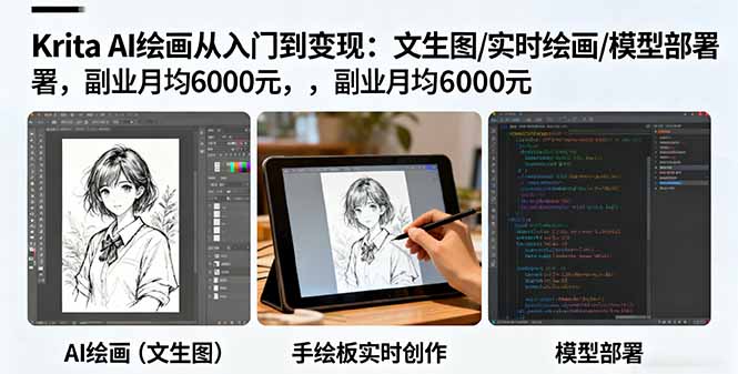 （16222期）Krita AI绘画从入门到变现：文生图/实时绘画/模型部署，副业月均6000元瀚萌资源网-网赚网-网赚项目网-虚拟资源网-国学资源网-易学资源网-本站有全网最新网赚项目-易学课程资源-中医课程资源的在线下载网站！瀚萌资源网